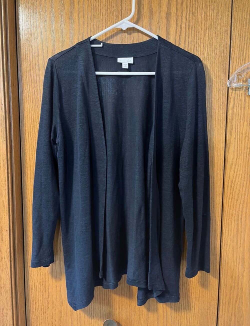 J.Jill Love Linen Open Front Cardigan Size S Petite Black 100% Linen
